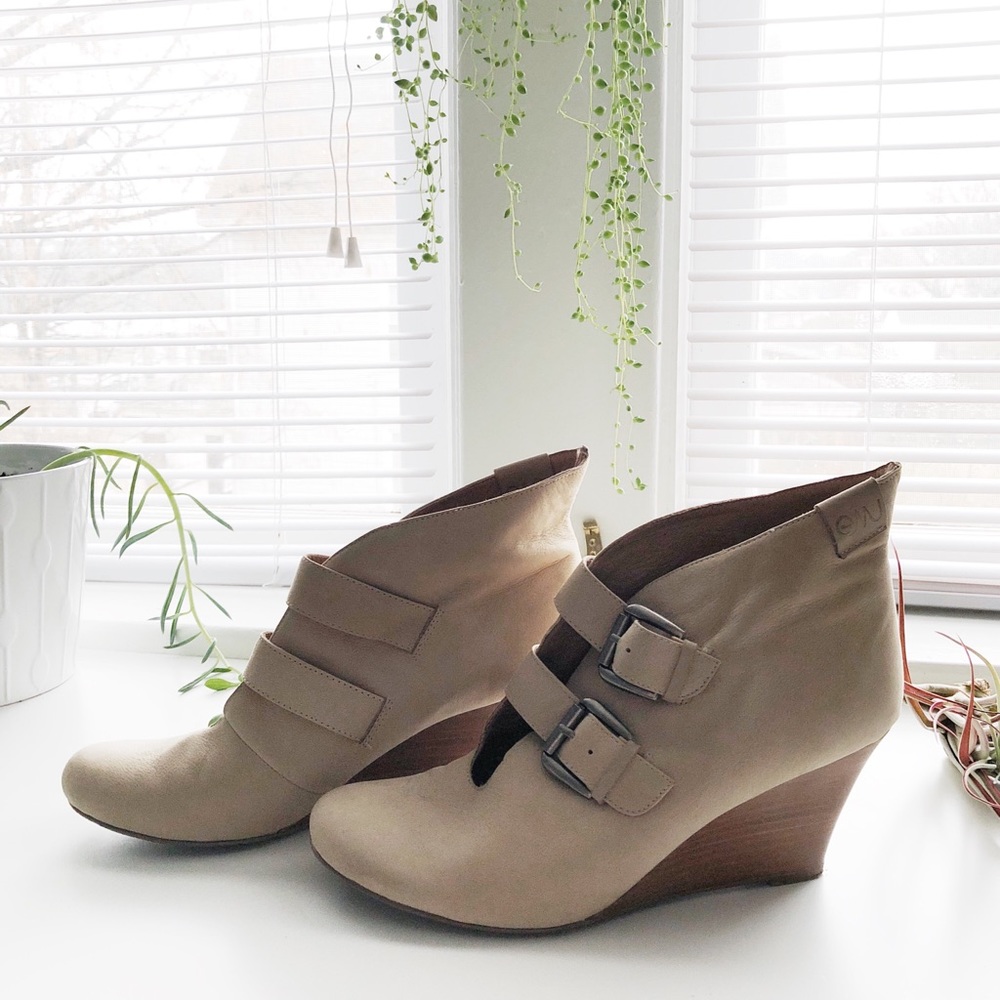 EMU brand wedge booties.